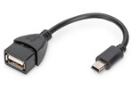 Kabel miniUSB B (5pin)/USB A M/Ż OTG czarny 0,2m USB 2.0 HighSpeed