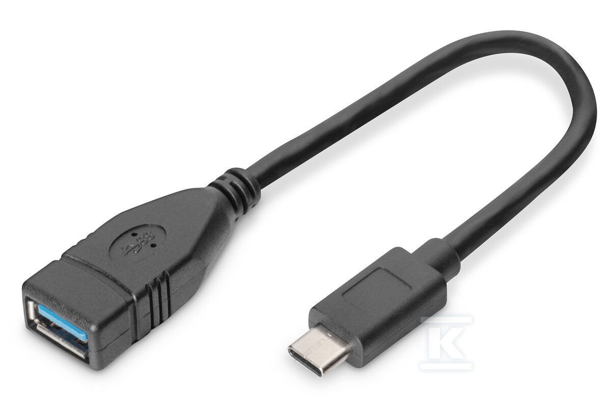 Kabel USB C/USB A M/Ż OTG czarny 0,15m - AK-300315-001-S