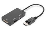 Kabel DP/HDMI+DVI-I+VGA M/Ż czarny 0,20m DisplayPort 4K 30Hz UHD / 1080p 60Hz FHD