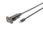 Kabel adapter USB-C 2.0 męski do RS232 (DB9) męski Chipset FTDI FT232RL Czarny Mocowanie na śruby 1.0m