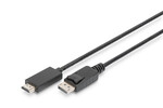 Kabel DP/HDMI A M/M z zatrzaskiem czarny 1m DisplayPort 1.2 4K 60Hz UHD