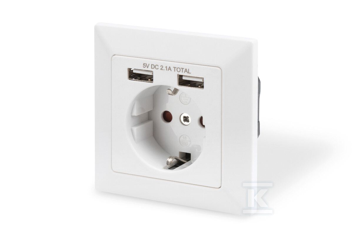 Safety Wall Outlet, 2x USB, USB output - DA-70613