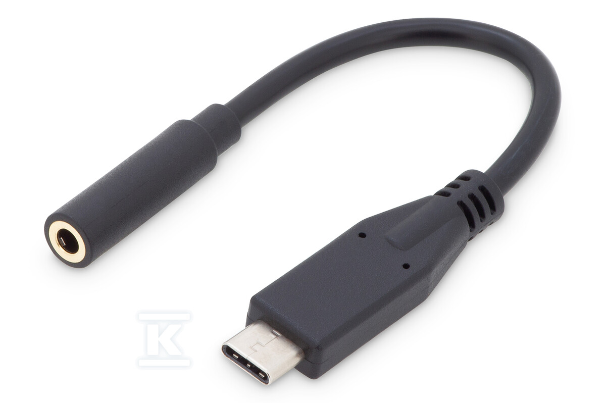 Kabel USB C/MiniJack 3.5mm M/F czarny - AK-300321-002-S