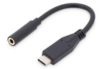 Kabel USB C/MiniJack 3.5mm M/F czarny 0.2m USB 3.1 audio