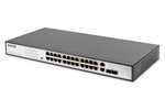 Przełącznik sieciowy niezarządzalny 19" 24x RJ45 10/100 Base-T, 2x combo Gigabit, PoE+ 370W budżet