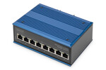 Przemysłowy switch 8x 1000Base-TX PoE 240W DIN rozszerzony zakres temp.