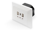 Wall Outlet 2x USB, 1x USB Type C5V 3.1A, Input: AC250V 50HZ, RAL 9003