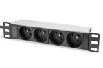 1U Aluminum PDU, 254 mm (10") rack mount4x CEE 7/5, 16A, 4000W, 250VAC 50/60Hz