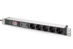Listwa zasilająca PDU 19" Rack, 5x unisch., 2.0m, 1x wtyk unisch,16A, zab. przepięciowe+filtr+wł/wył
