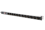 Listwa zasilająca PDU 0U, 12x unischuko, 2.0m, 1x wtyk unischucko,16A, zab. przepięciowe+wł/wył