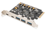 Kontroler USB 3.1 PCIe - 2x USB C / 3x USB A 3.1 Gen.2 10Gbps, Chipset ASM1142