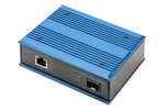 Przemysłowy mediakonwerter 1000Base-TX PoE 30W - 1000Base-FX SFP (bez modułu) DIN rozsz. zakres temp