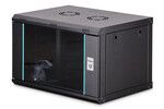 Armadio rack a parete Dynamic-N 19", 7U, dimensioni 385x600x450 mm, con porta in vetro, colore nero, da assemblare, peso 60 kg.