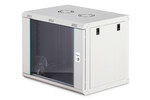 Armadio rack a parete Dynamic-N 19", 9U, dimensioni 474x600x450 mm, con ante in vetro, colore grigio, da assemblare, peso 60 kg.