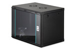 Armadio rack a parete Dynamic-N 19" 9U 474x600x450mm, porta in vetro, nero, non montato, 60kg