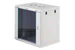 Armadio rack a parete Dynamic-N 19", 12U, dimensioni 607x600x450 mm, con porta in vetro, colore grigio, da assemblare, peso 60 kg.