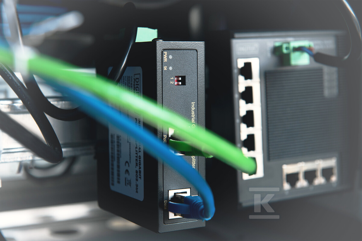 Splitter PoE+ przemysł. Gigabit, - DN-651111