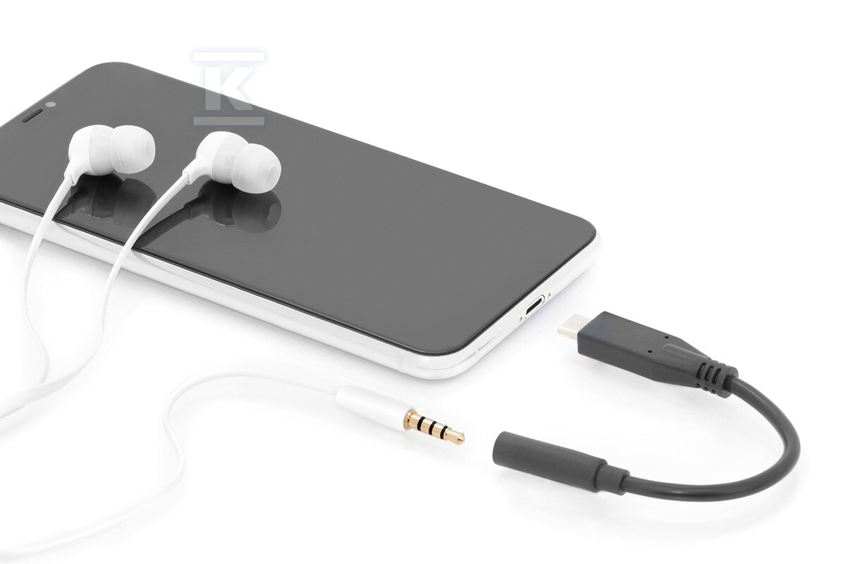 Kabel USB C/MiniJack 3.5mm M/F czarny - AK-300321-002-S