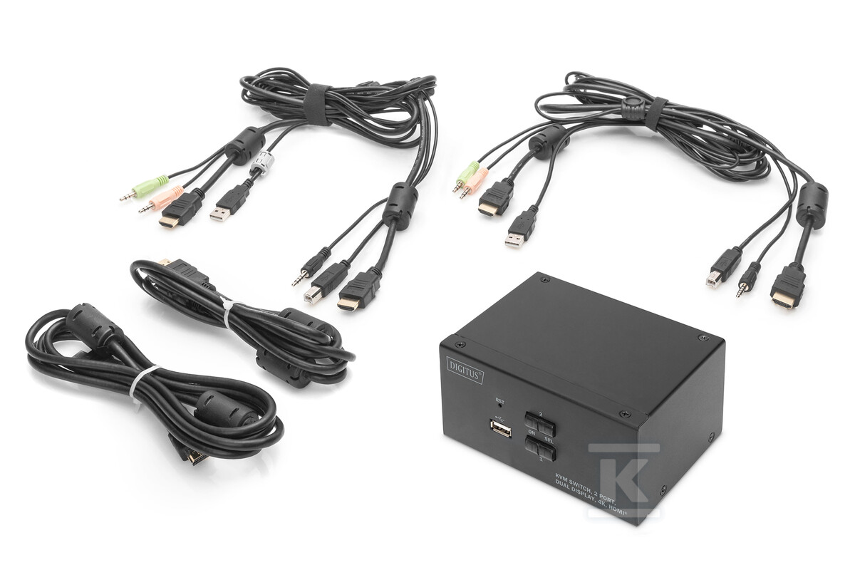 Przełącznik KVM, 2 portowy, 4K 30Hz, - DS-12860