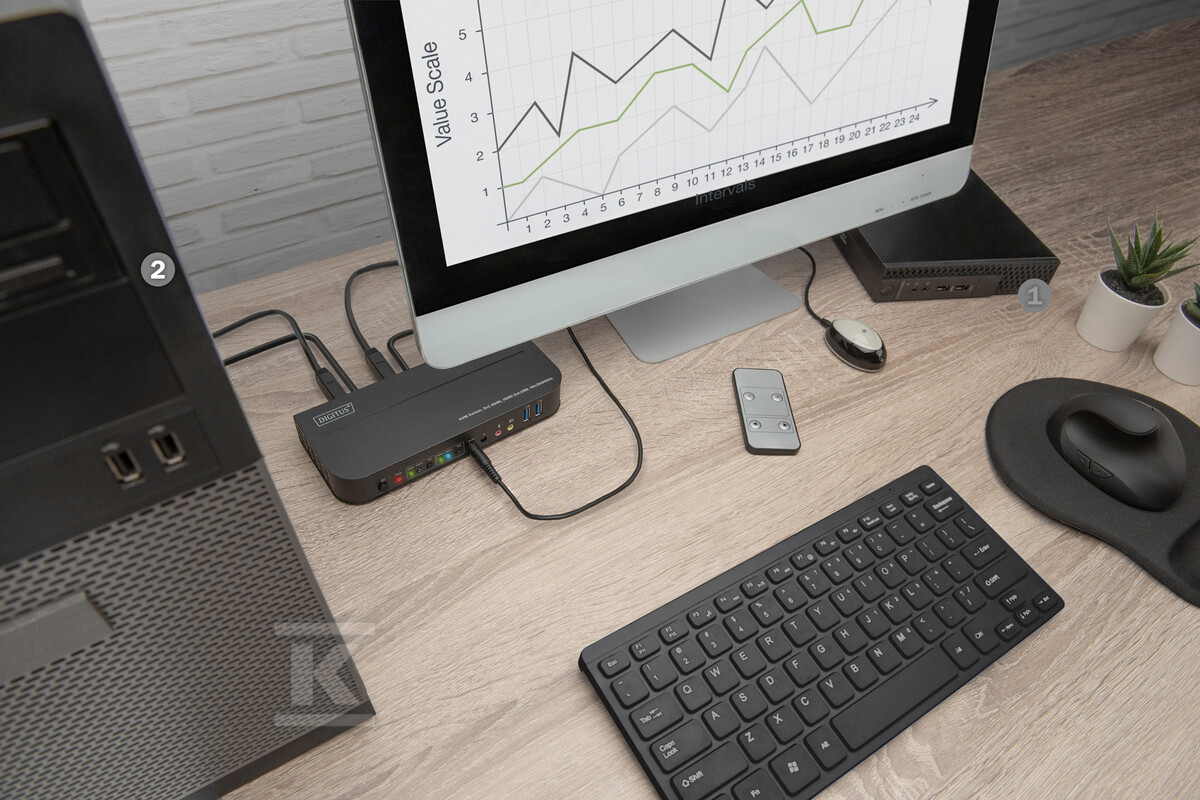 Przełącznik KVM, 2 portowy, 4K x 2K - DS-12874