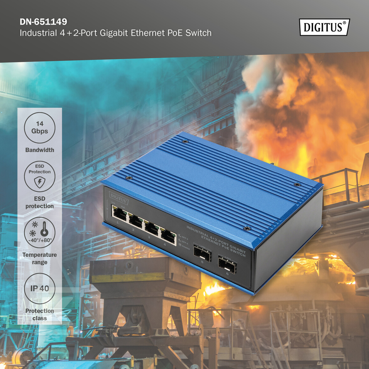 Industrial 4+2 -Port Gigabit Ethernet - DN-651149