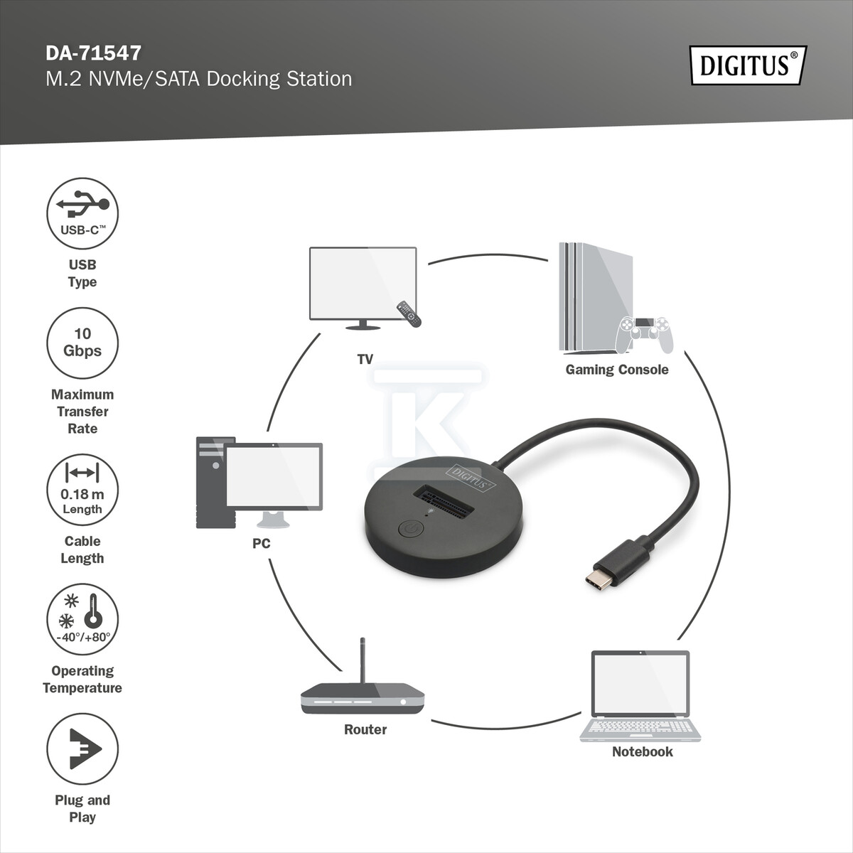 Stacja dokująca do SSD M.2 NVMe/SATA - DA-71547