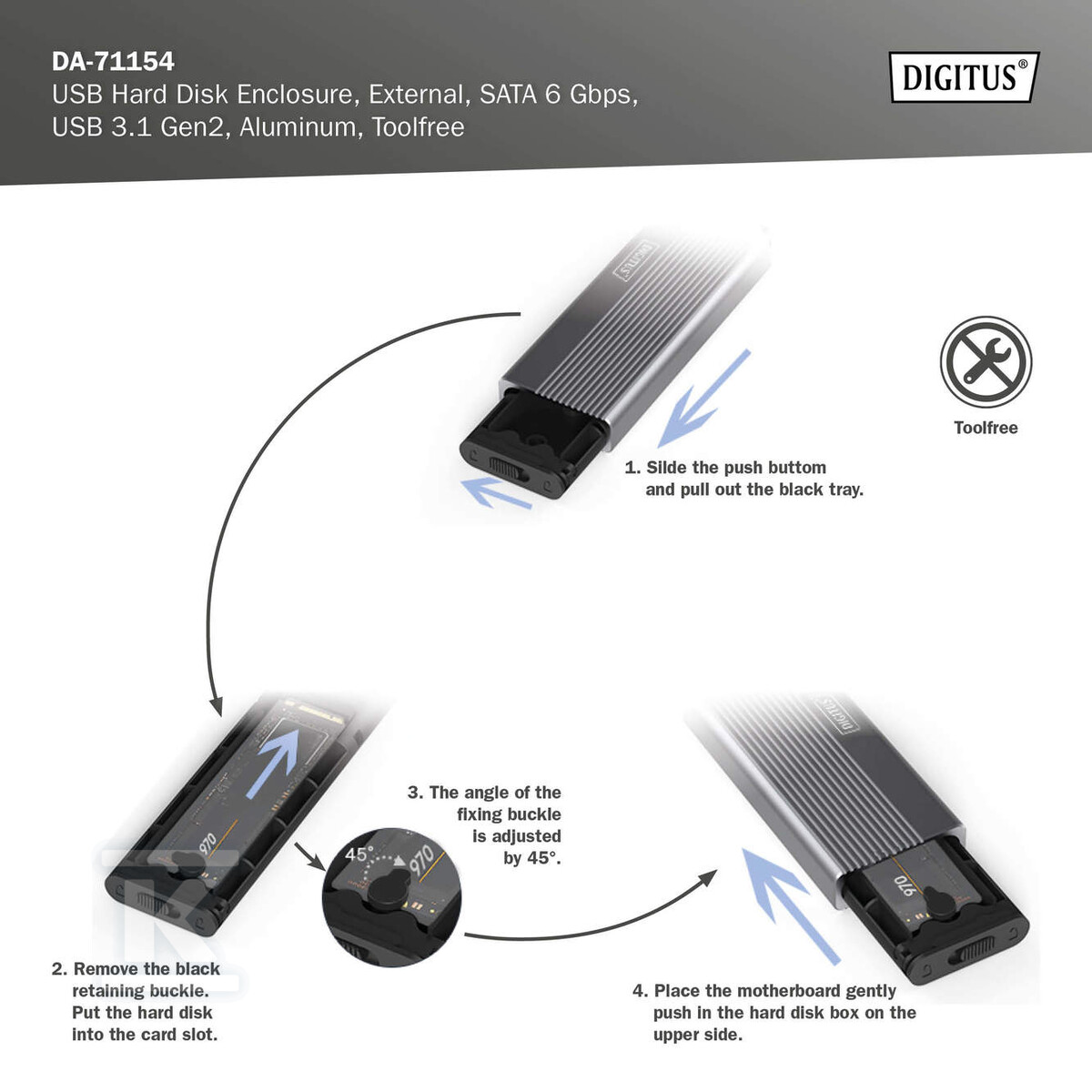 Obudowa USB 3.1 Typ C na dysk SSD M.2 - DA-71154