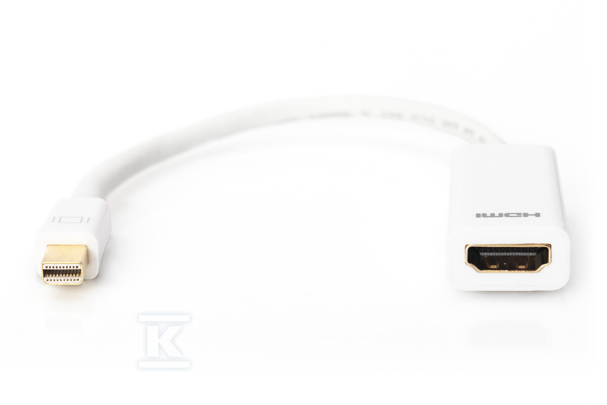 Kabel miniDP/HDMI A M/Ż biały 0,15m - AK-340404-001-W