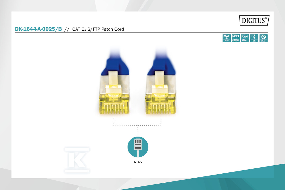 Крос-кабель (патч-корд) RJ45-RJ45, - DK-1644-A-0025/B