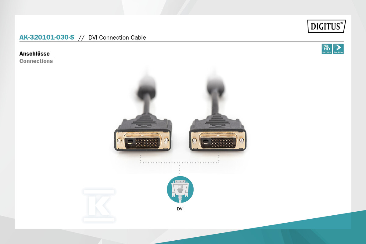 Kabel DVI-D (24+1)/DVI-D (24+1) M/M - AK-320101-030-S