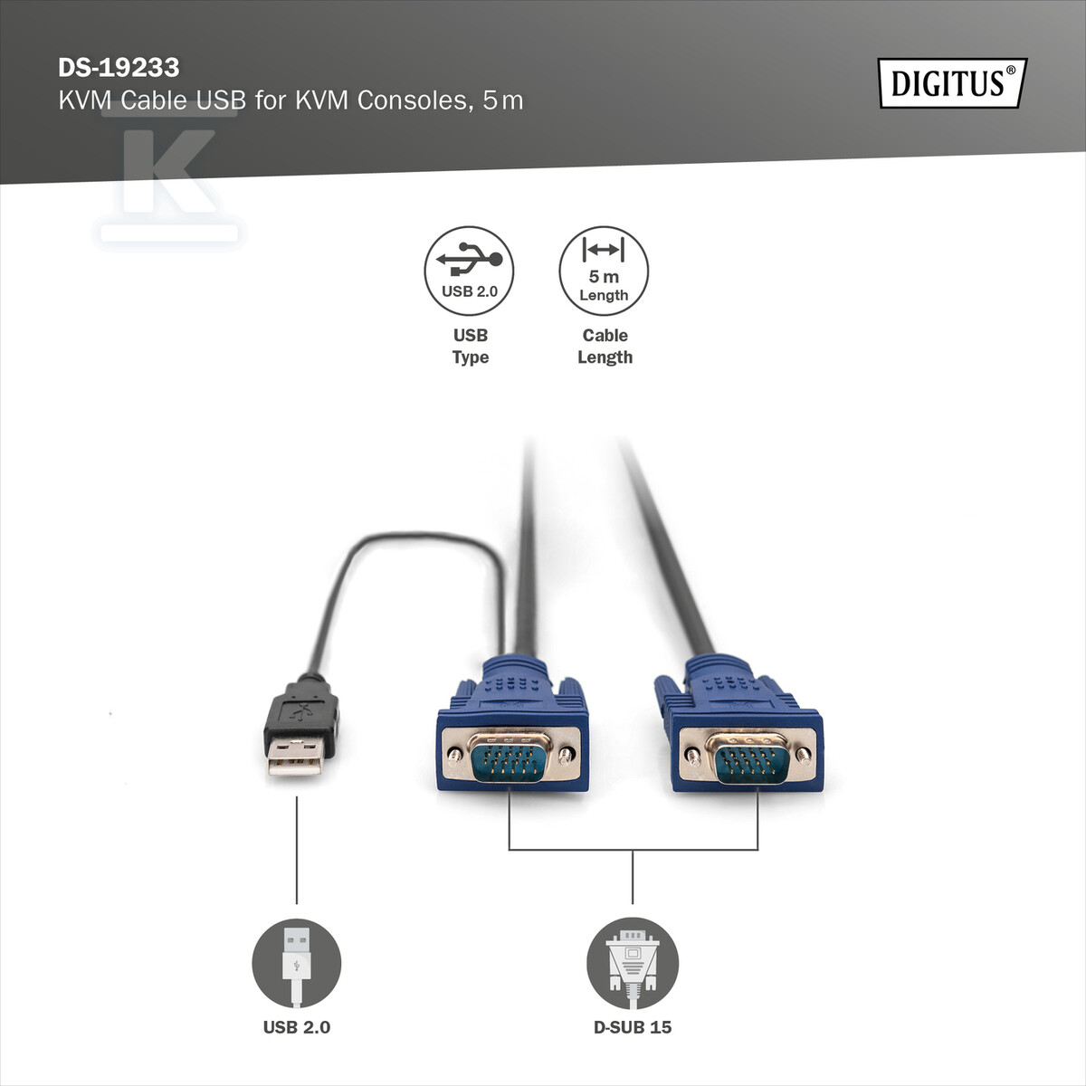Kabel Octopus do KVM 2xVGA, 2xPS/2, - DS-19233