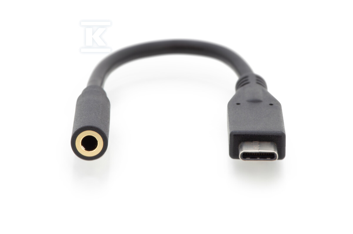 Kabel USB C/MiniJack 3.5mm M/F czarny - AK-300321-002-S