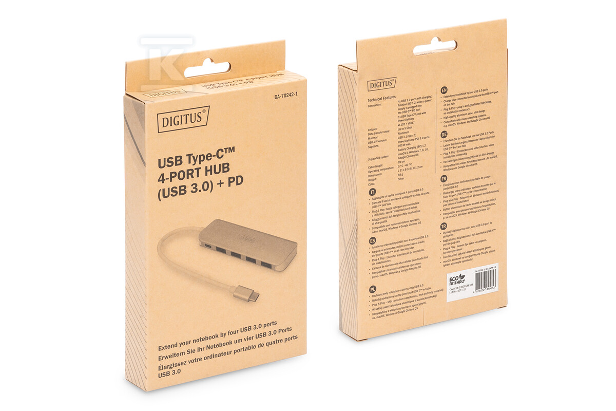 HUB 4-portowy USB 3.0 SuperSpeed z Typ - DA-70242-1