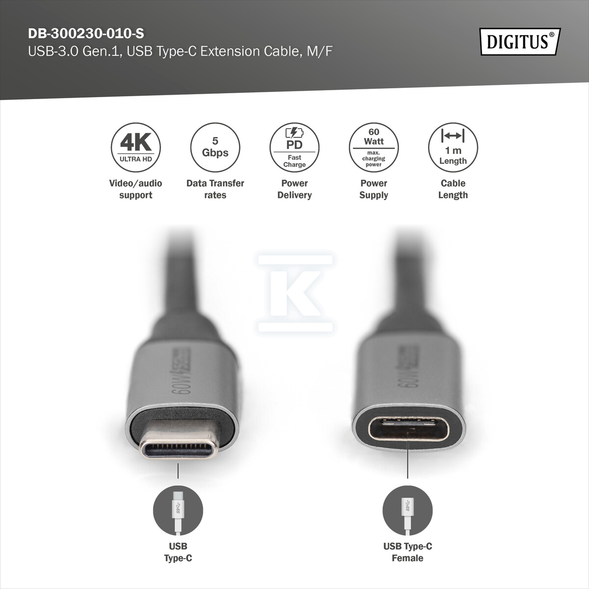 Kabel przedłużający USB 3.0 PREMIUM - DB-300230-010-S