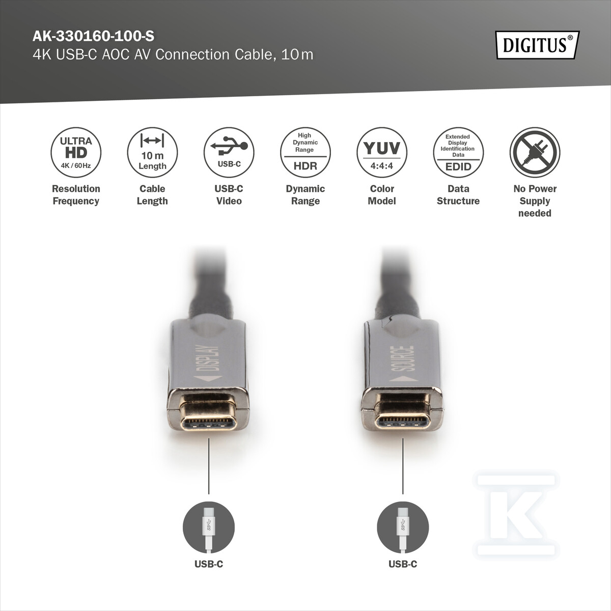 Kabel połączeniowy hybrydowy AOC - AK-330160-100-S