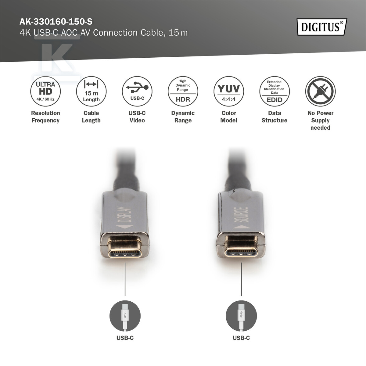 Kabel połączeniowy hybrydowy AOC - AK-330160-150-S