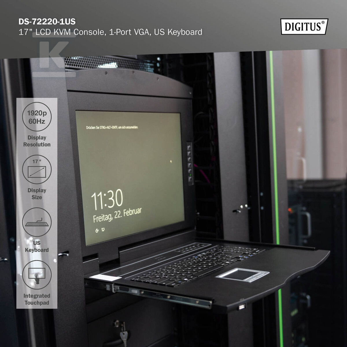 Konsola modularna KVM 17'' HD LCD TFT, - DS-72220-1US