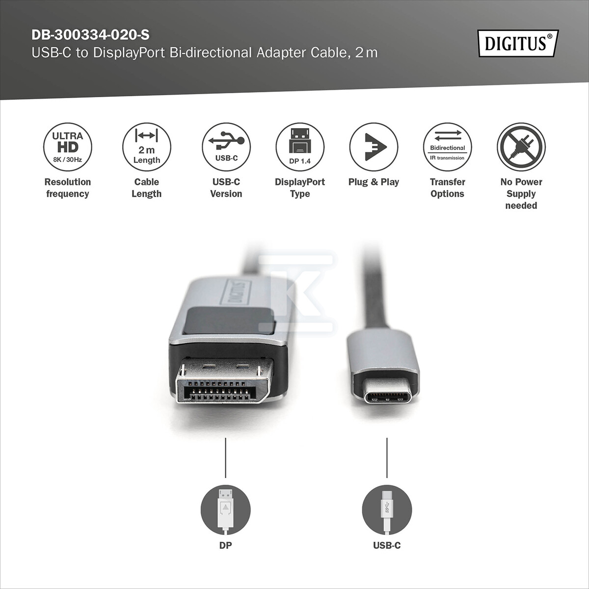 Kabel adapter PREMIUM 8K 30Hz USB Typ - DB-300334-020-S