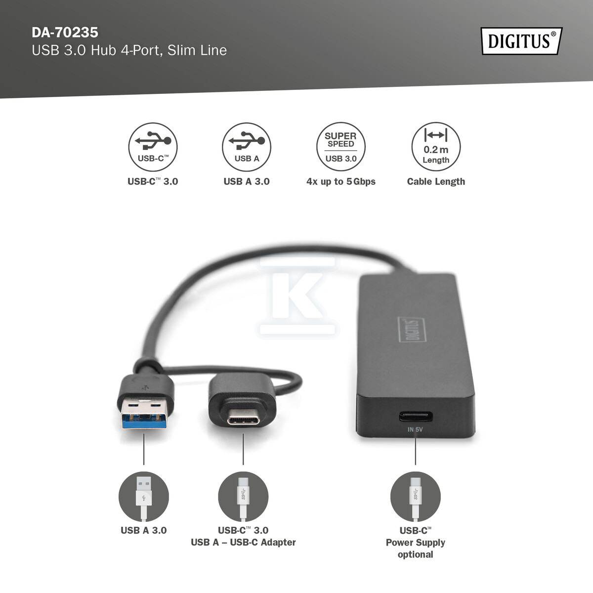 Hub USB 3.0/Koncentrator 4-portowy - DA-70235