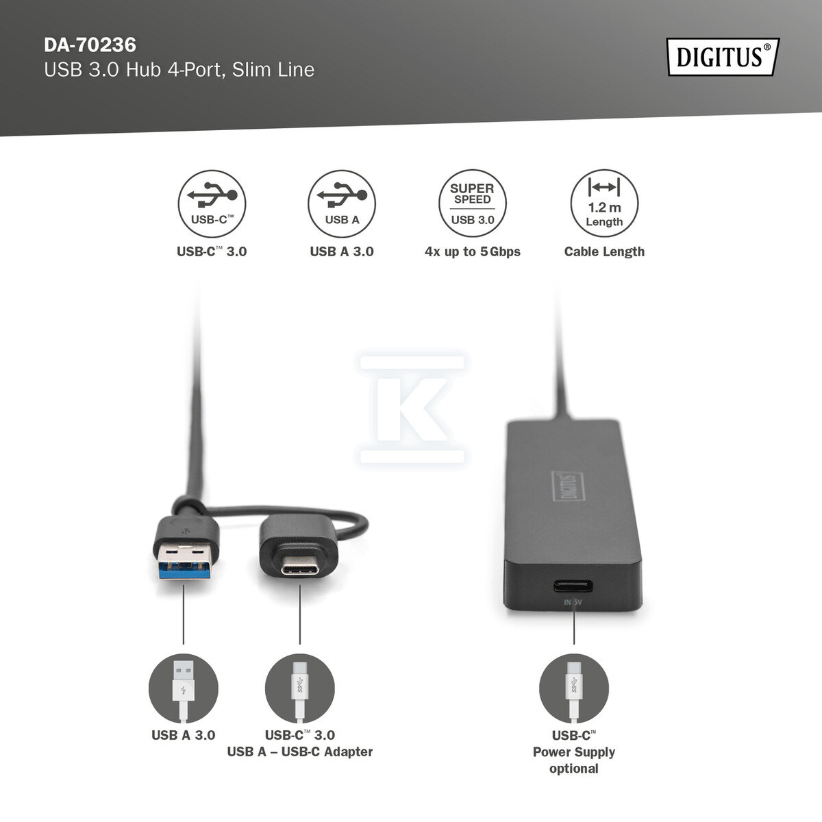 Hub USB 3.0/Koncentrator 4-portowy - DA-70236