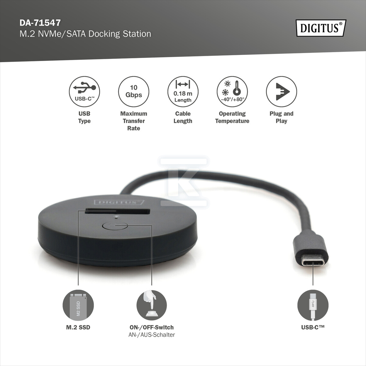 Stacja dokująca do SSD M.2 NVMe/SATA - DA-71547