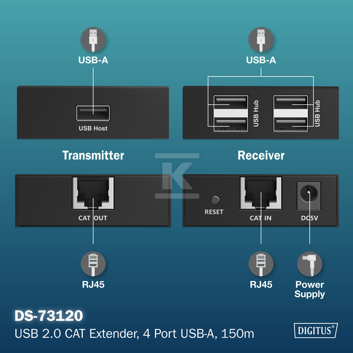 Przedłużacz (extender) po skrętce kat.6 - DA-73120