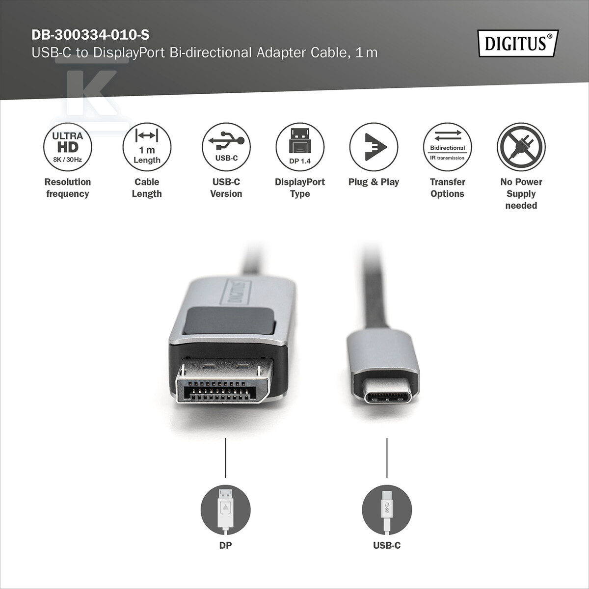 Kabel adapter PREMIUM 8K 30Hz USB Typ - DB-300334-010-S