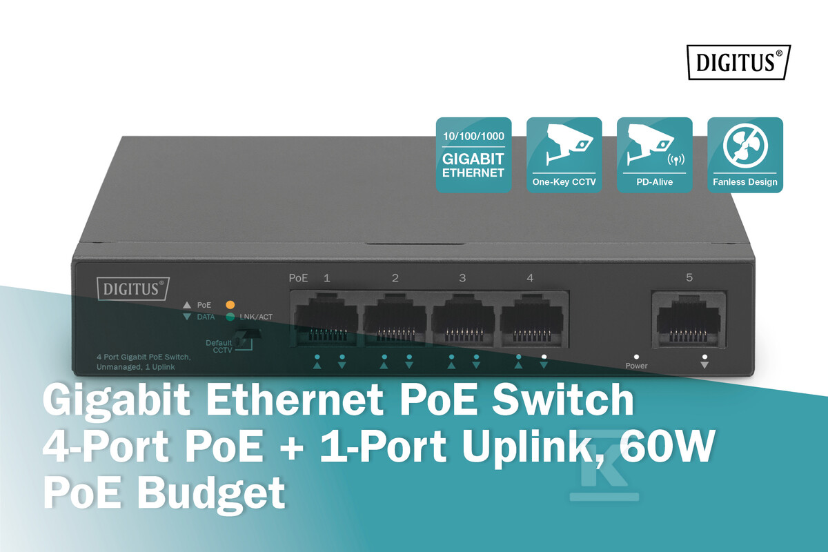 Switch niezarządzalny 4x Gigabit - DN-95330-1