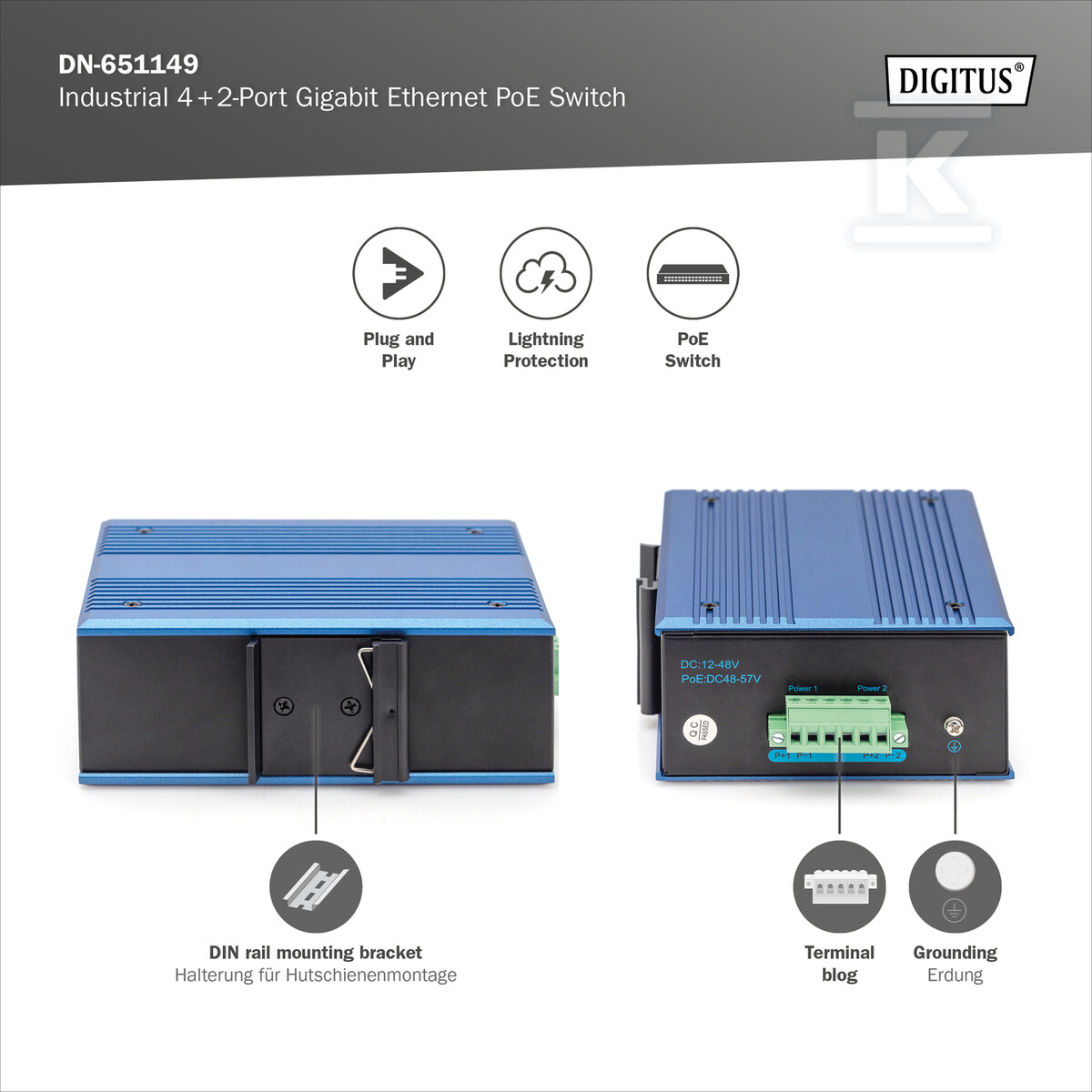 Industrial 4+2 -Port Gigabit Ethernet - DN-651149