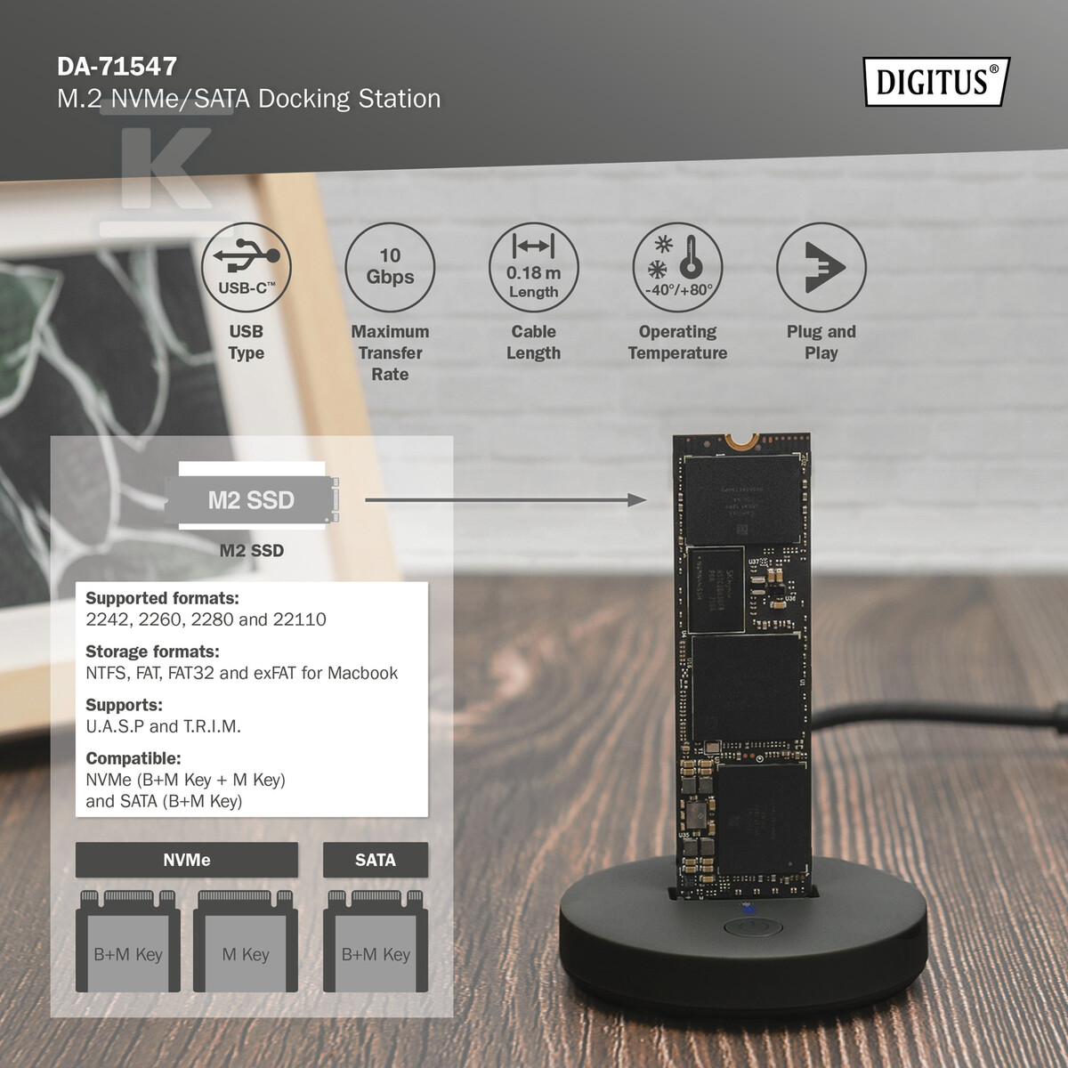 Stacja dokująca do SSD M.2 NVMe/SATA - DA-71547