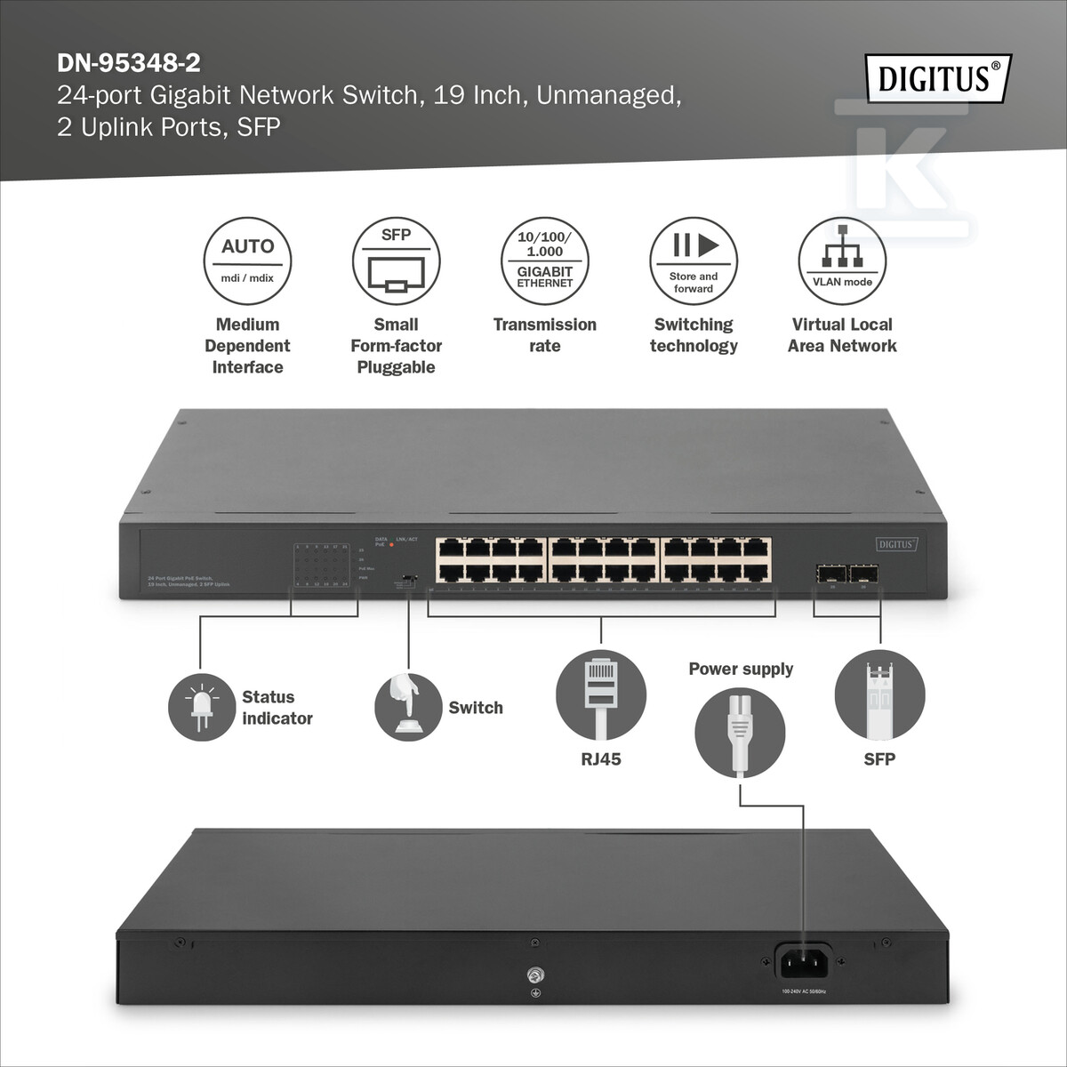 24-Port Gigabit + 2-Port Gigabit SFP - DN-95348-2