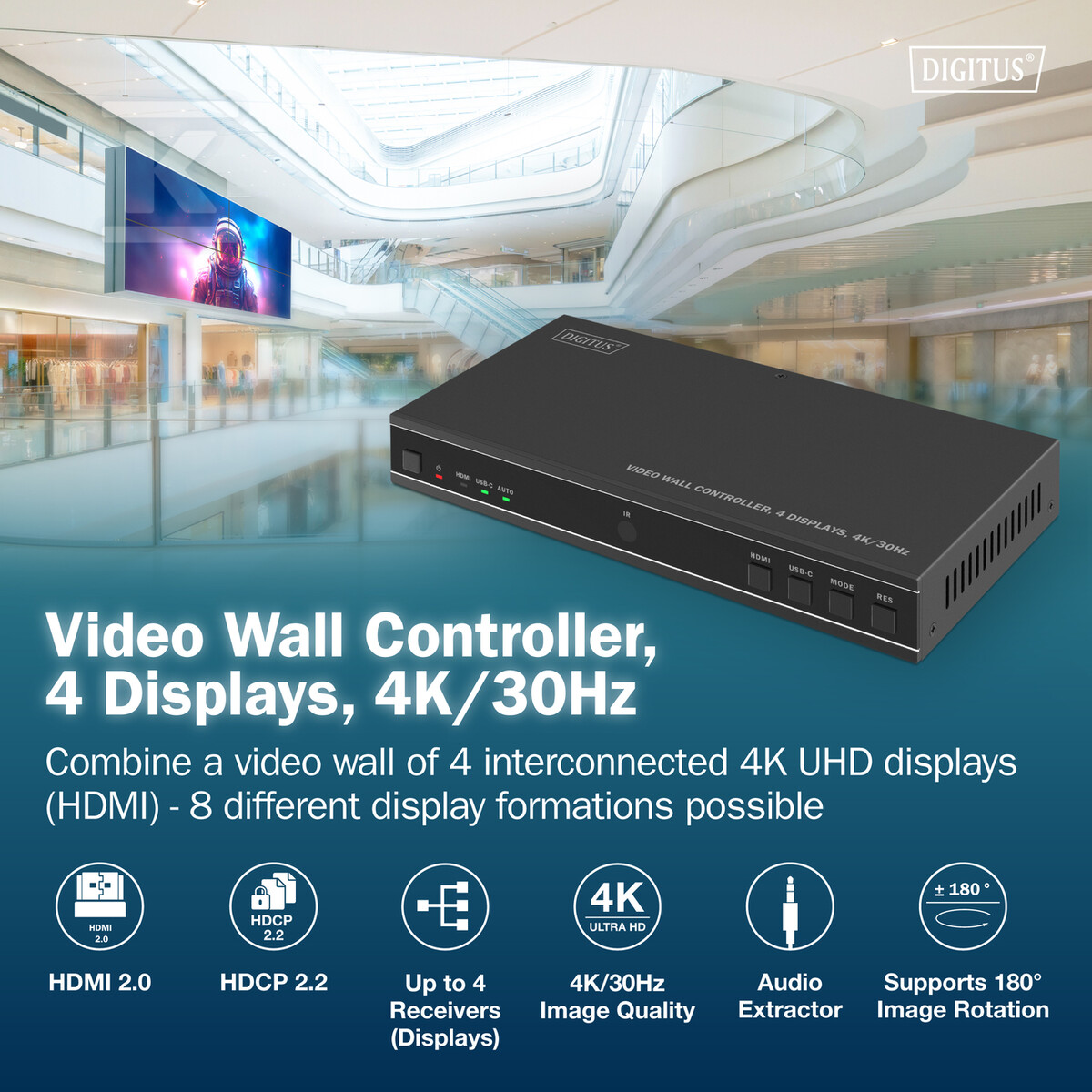 Kontroler ściany wideo 1xHDMI/USB-C (DP - DS-55358