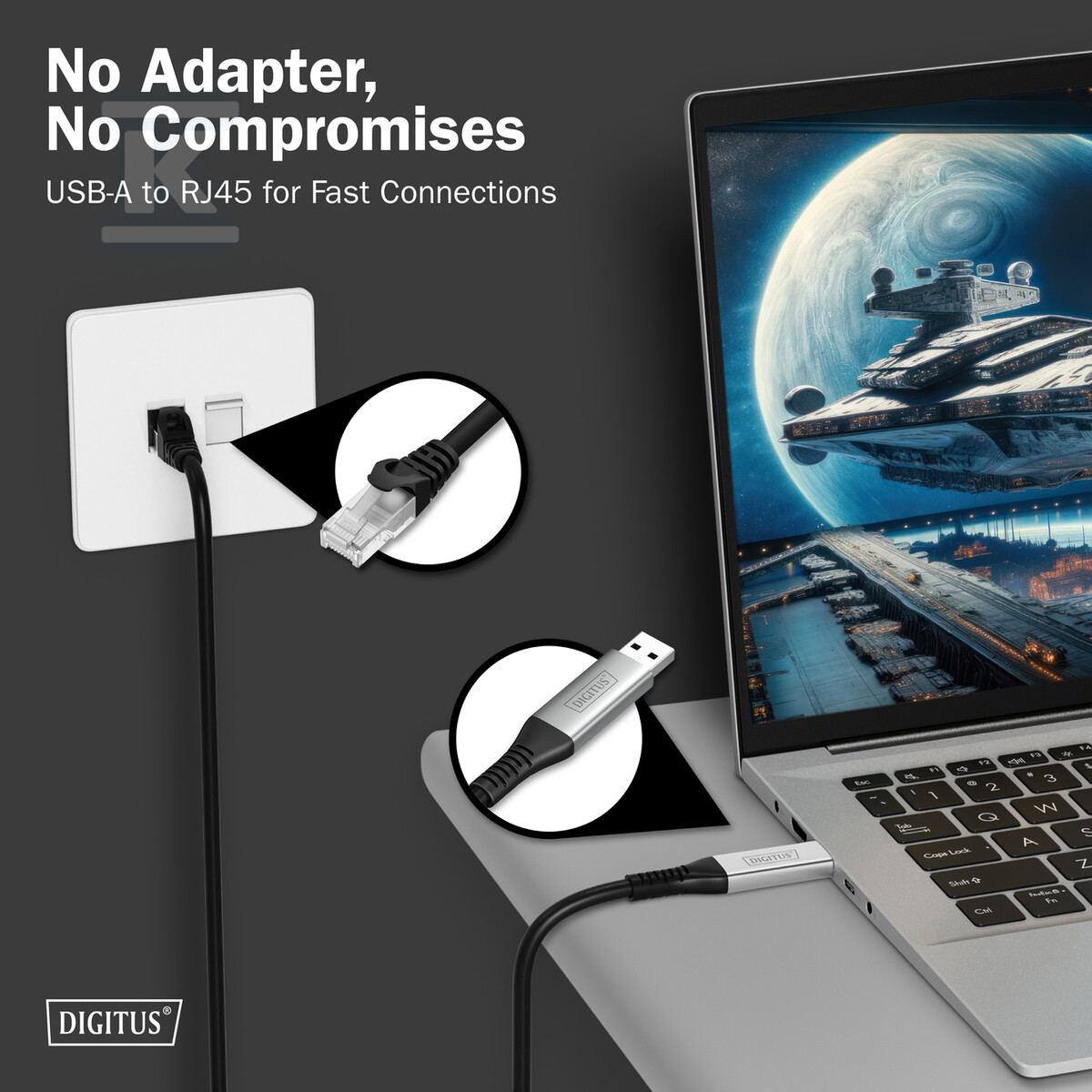 Kabel adapter USB-A – RJ45 Kat. 6A - AK-300600-100-S