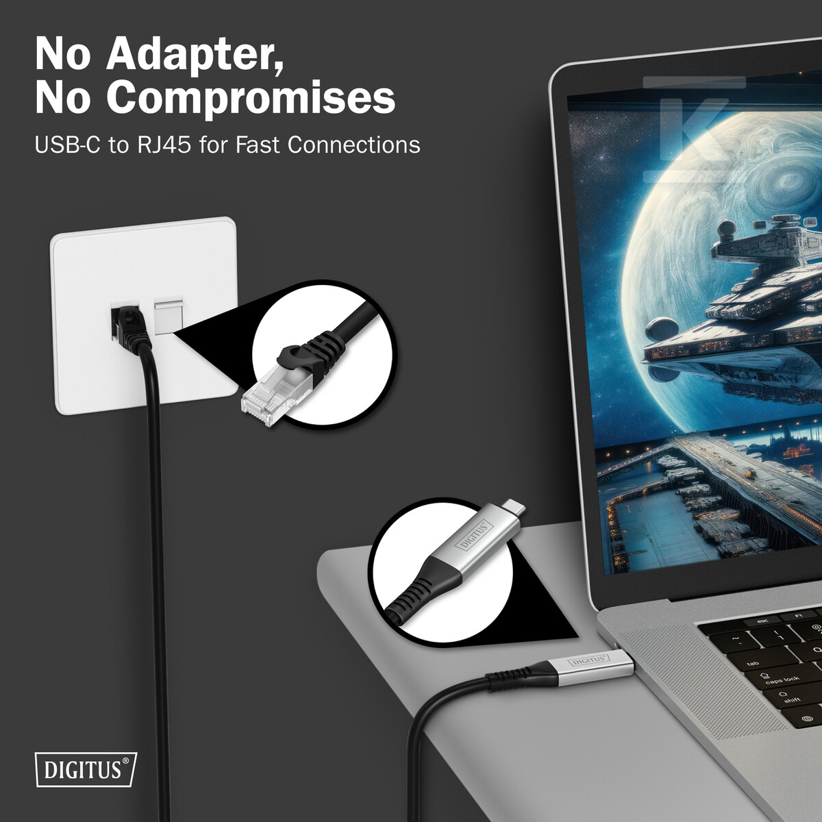Kabel adapter USB-C – RJ45 Kat. 6A - AK-300601-050-S